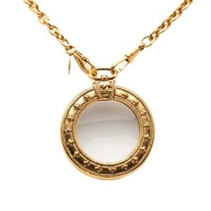 Pre-Loved Chanel Gold Plated Magnifying Glass Pendant Long Necklace